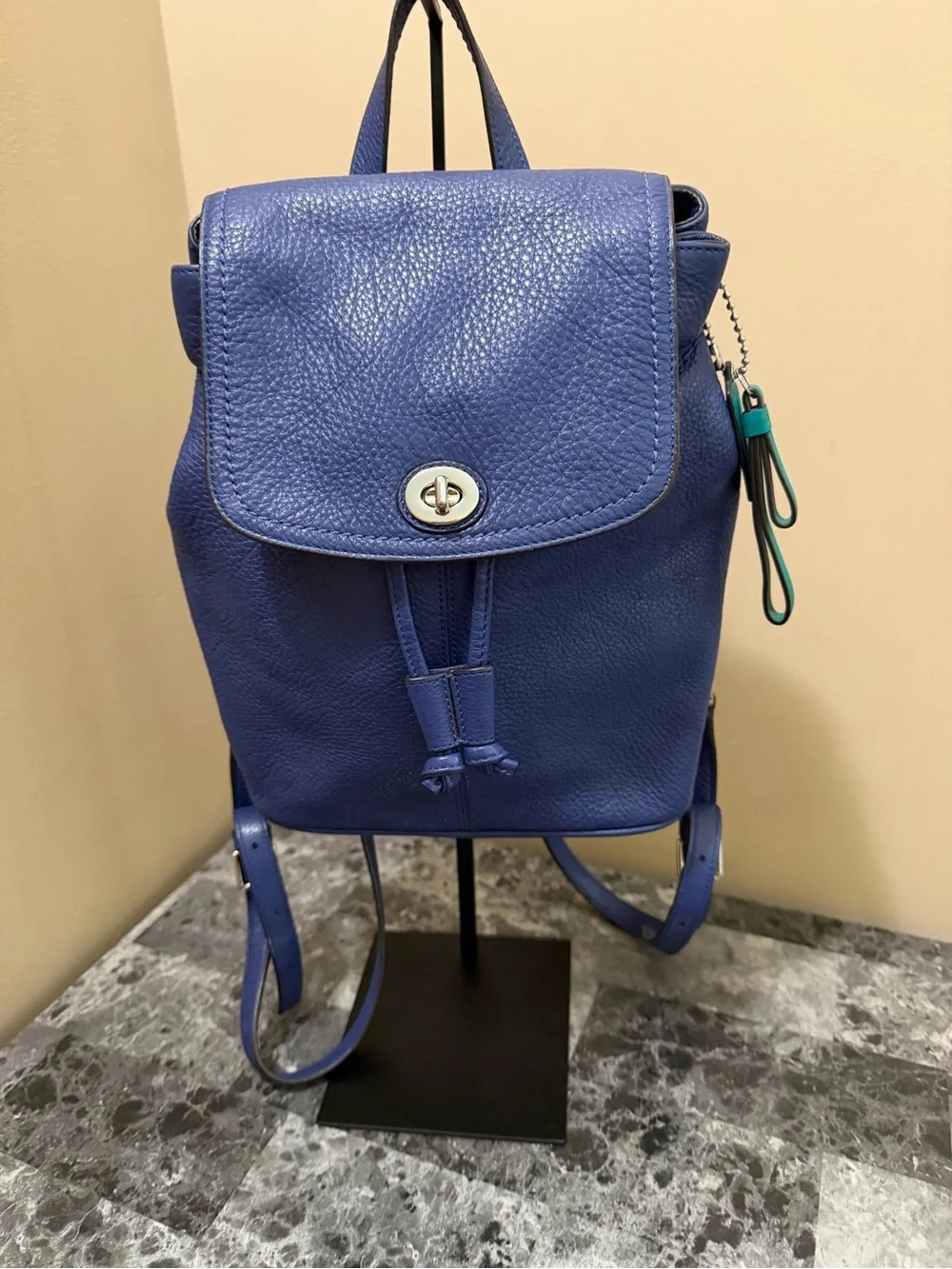 Coach Park Leather Backpack French Blue Royal Teal Lining Mini Shoulder Bag